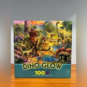 CEACO NIB DINO Glow in the Dark 100 Piece Prehistoric Landscape Jigsaw Puzzle